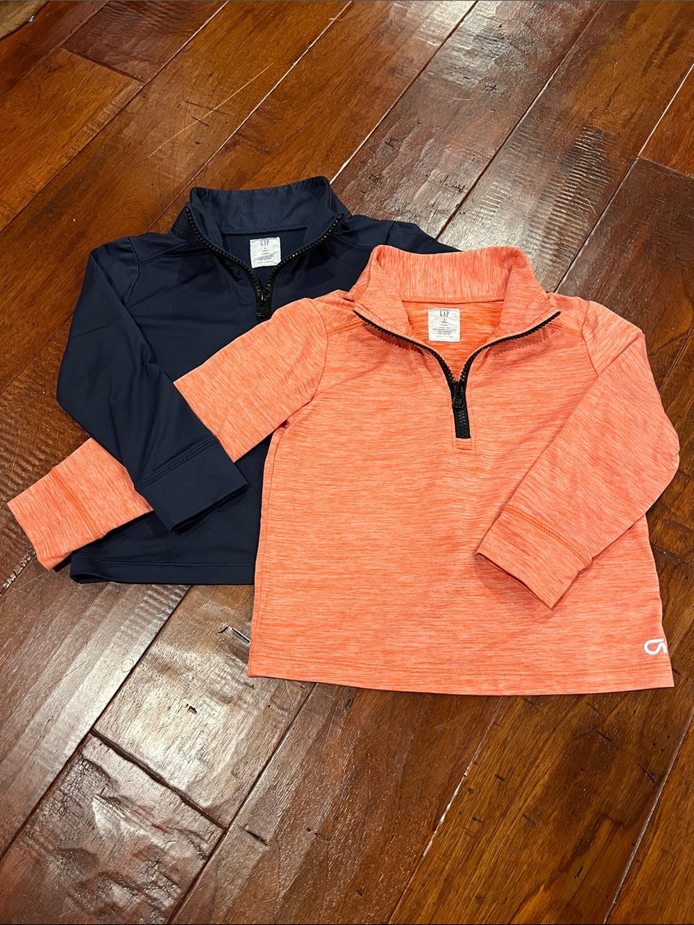 GAP Toddler Quarter-Zip Performance Top - Orange Heather and Navy